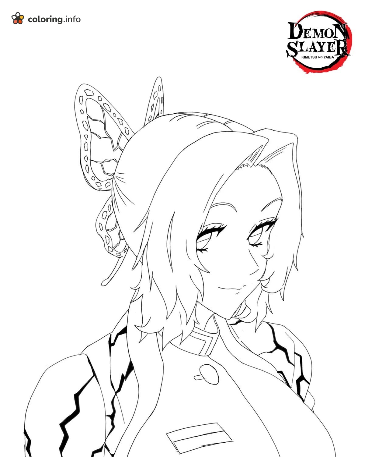 Shinobu Butterfly Hair Ornament Portrait, Demon Slayer coloring page Shinobu Butterfly Hair Ornament Portrait, Demon Slayer coloring page