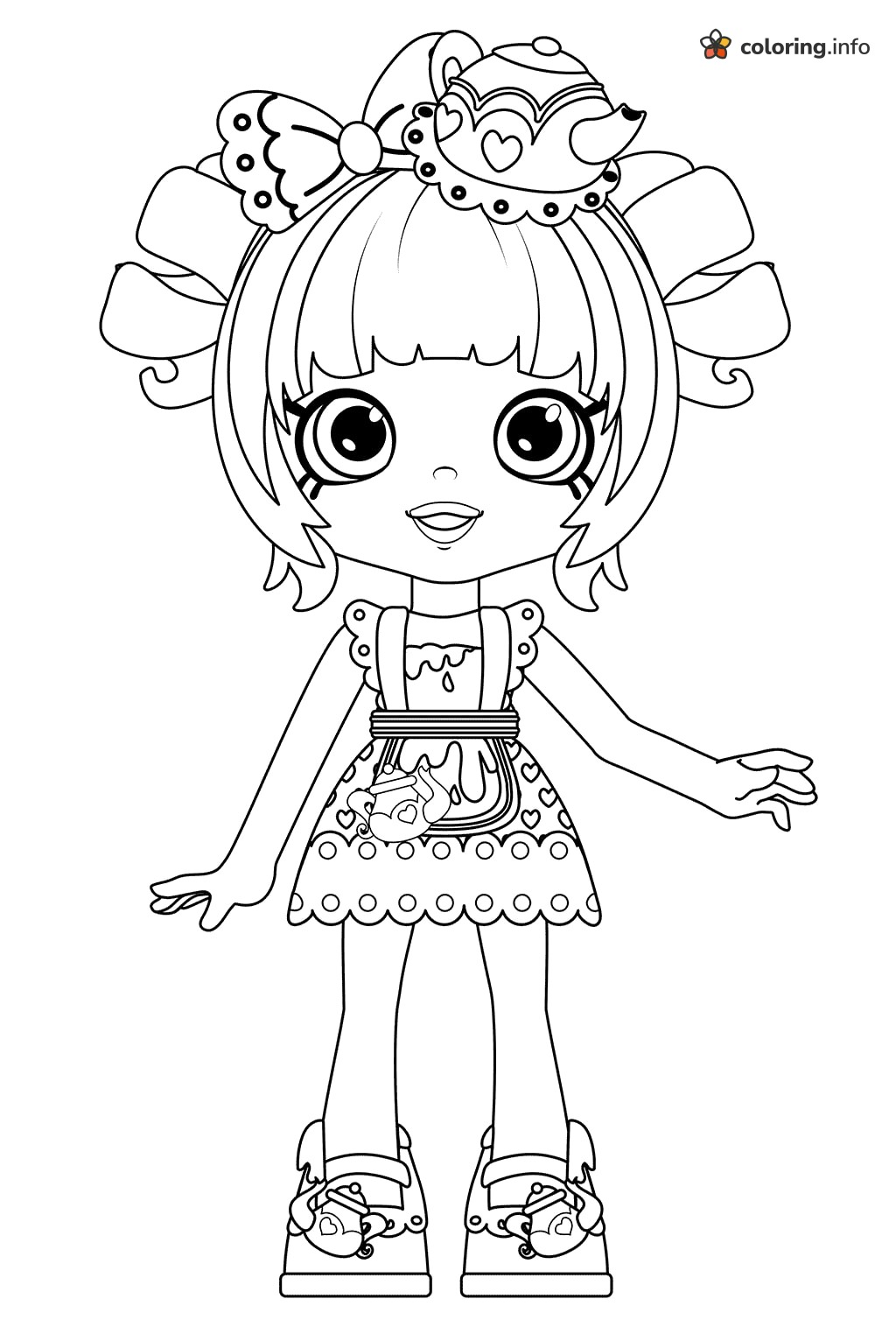Tea Party Shoppies Doll with Teapot Hat coloring sheet Tea Party Shoppies Doll with Teapot Hat coloring sheet