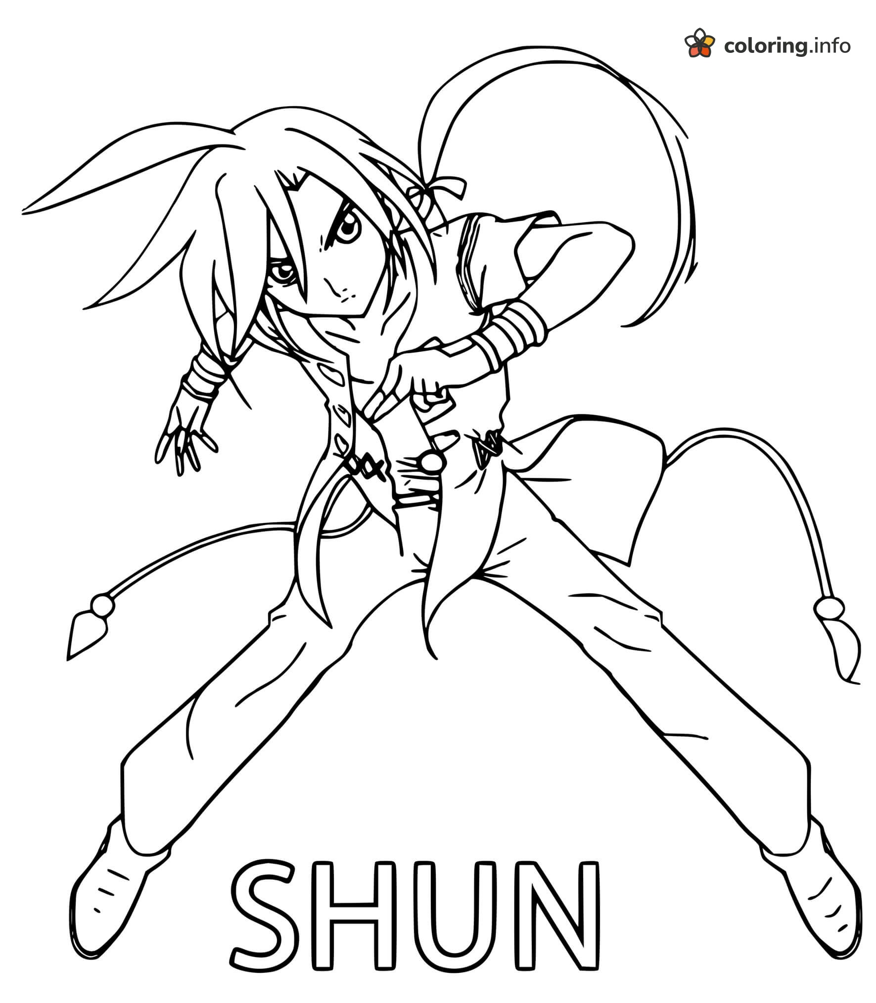 Shun the Bakugan Brawler in a Wide Stance coloring sheet Shun the Bakugan Brawler in a Wide Stance coloring sheet
