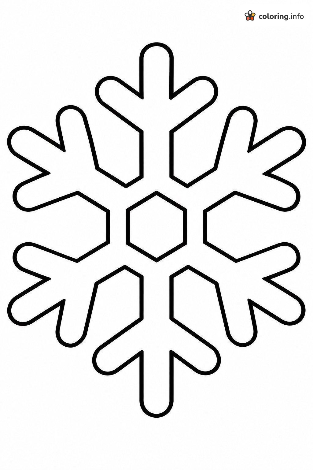 One Big Six-Armed Snowflake With a Hexagon Center coloring page One Big Six-Armed Snowflake With a Hexagon Center coloring page