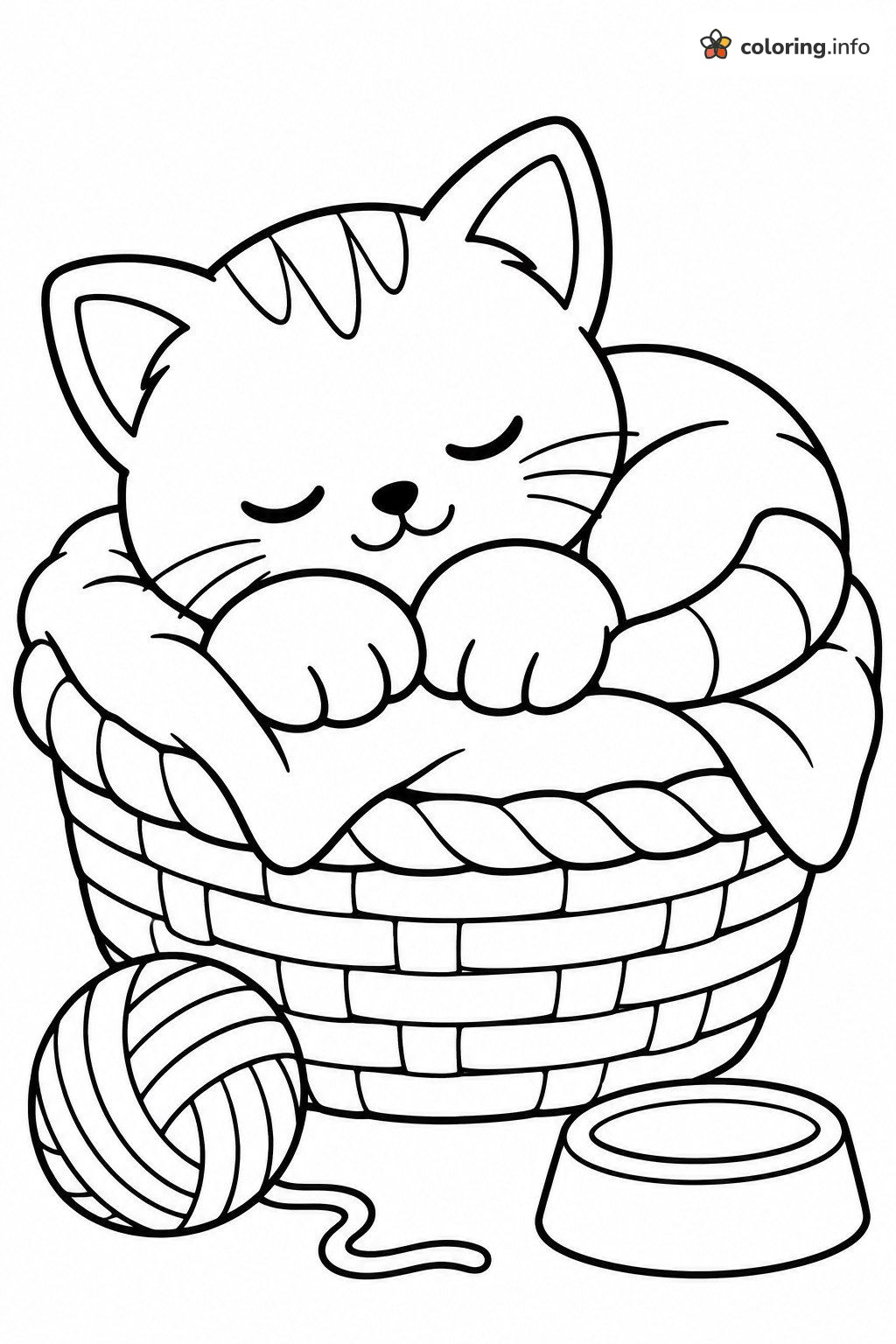 Sleepy Kitten Napping in a Basket, Adopt Me! Coloring Page Sleepy Kitten Napping in a Basket, Adopt Me! Coloring Page