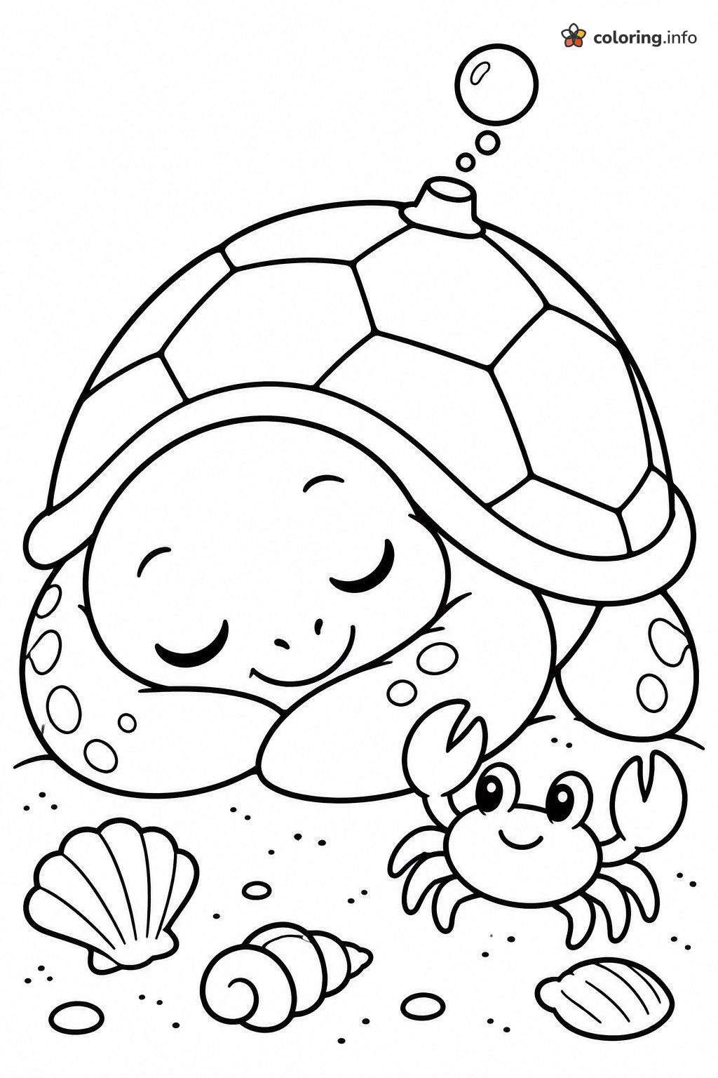 Napping Blastoise Turtle Next to a Little Crab coloring page Napping Blastoise Turtle Next to a Little Crab coloring page