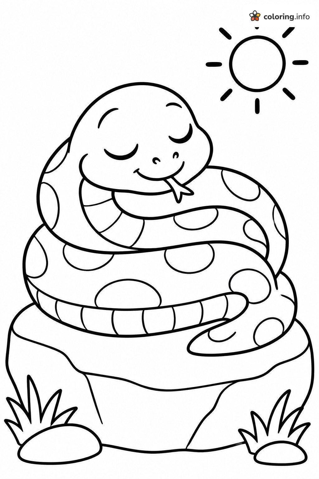 Sleepy Snake Curled Up on a Sunny Rock coloring page Sleepy Snake Curled Up on a Sunny Rock coloring page