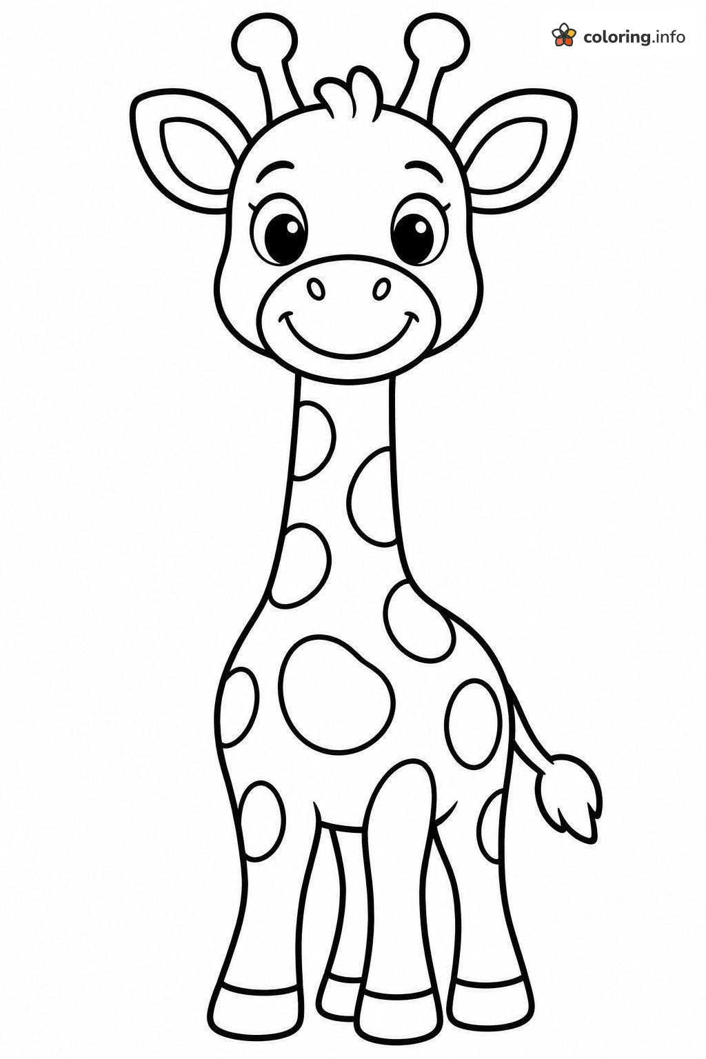 Giraffe Calf with a Big Smile and Bold Spots coloring sheet Giraffe Calf with a Big Smile and Bold Spots coloring sheet