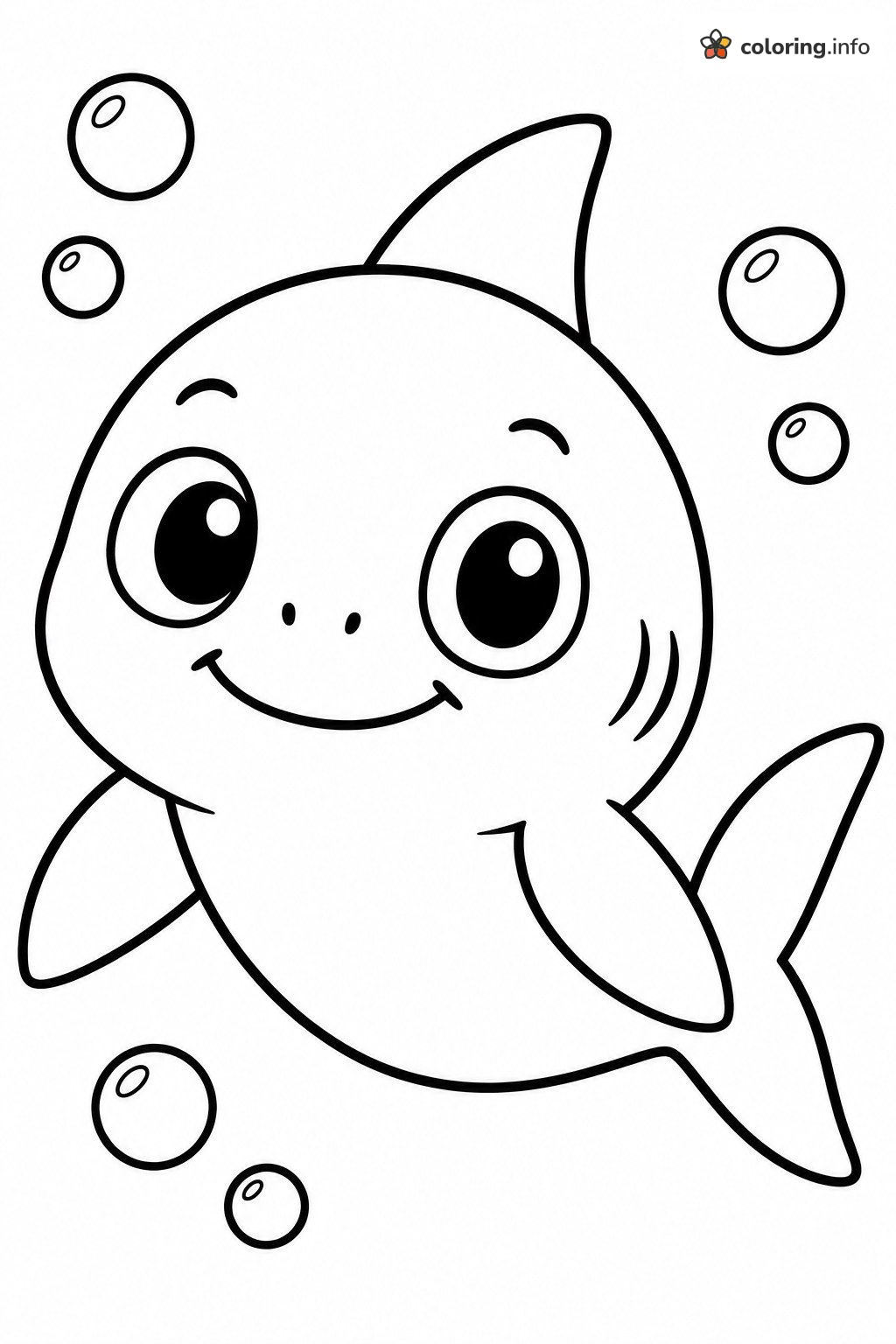 Chubby Baby Shark in a Bubbly Sea coloring sheet Chubby Baby Shark in a Bubbly Sea coloring sheet