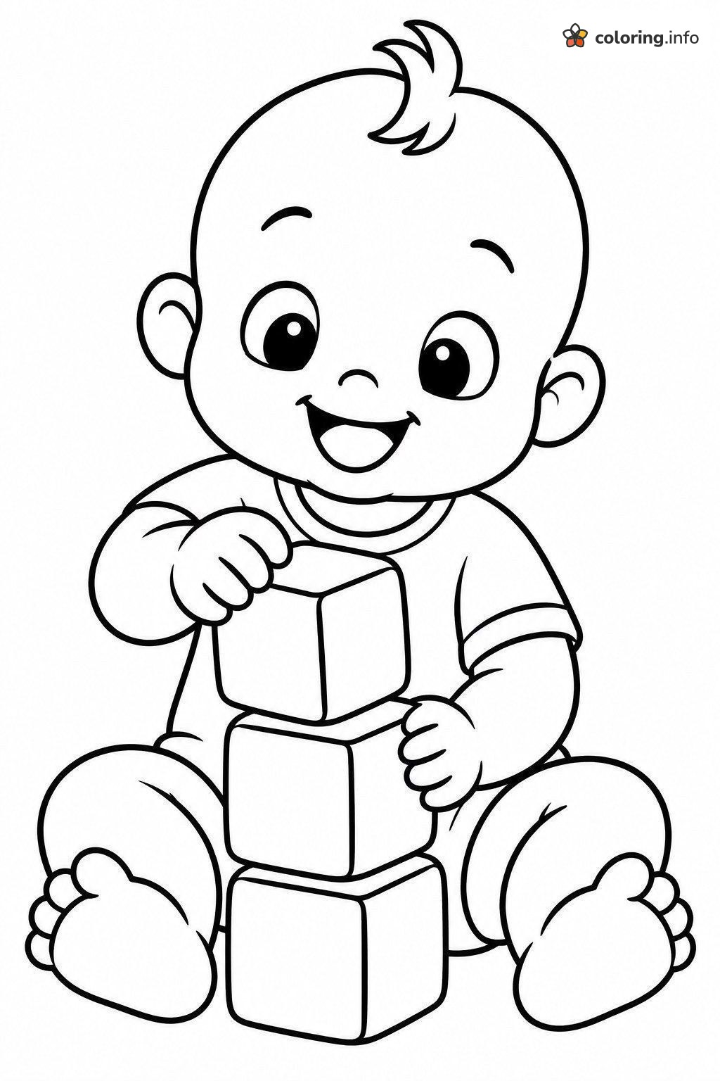 Giggly Baby Building a Block Tower printable coloring page Giggly Baby Building a Block Tower printable coloring page