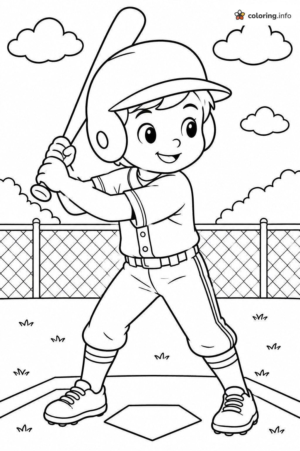 Young Baseball Batter Waiting for the Pitch coloring page Young Baseball Batter Waiting for the Pitch coloring page