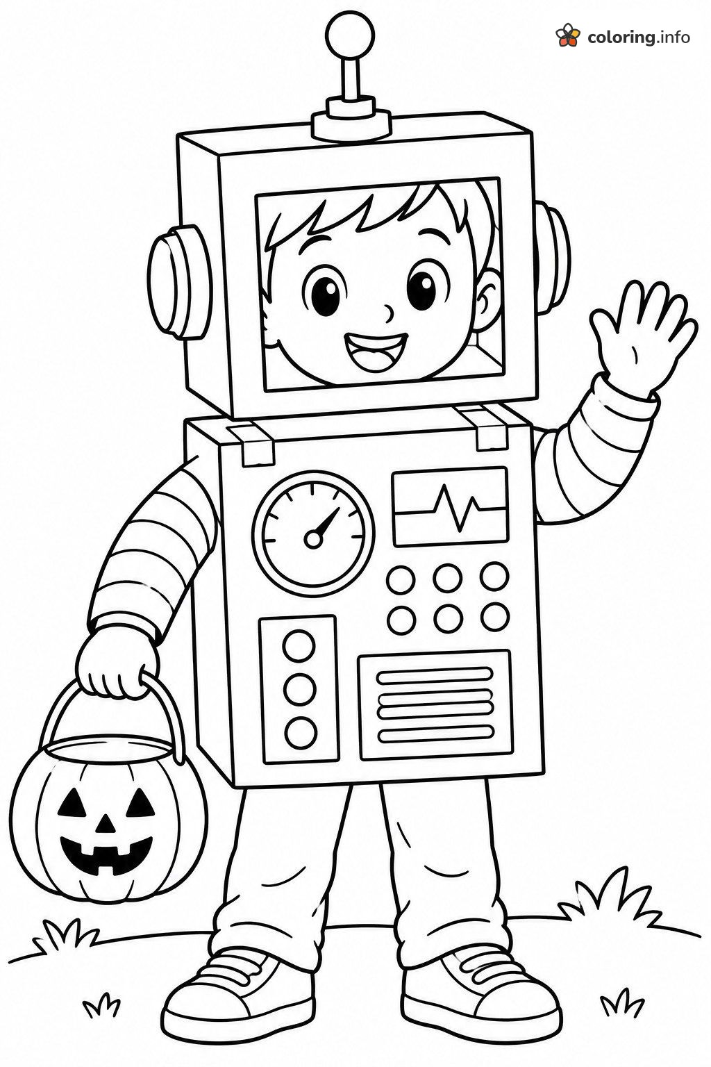Cardboard Robot Boy: Halloween Costumes to Color Cardboard Robot Boy: Halloween Costumes to Color