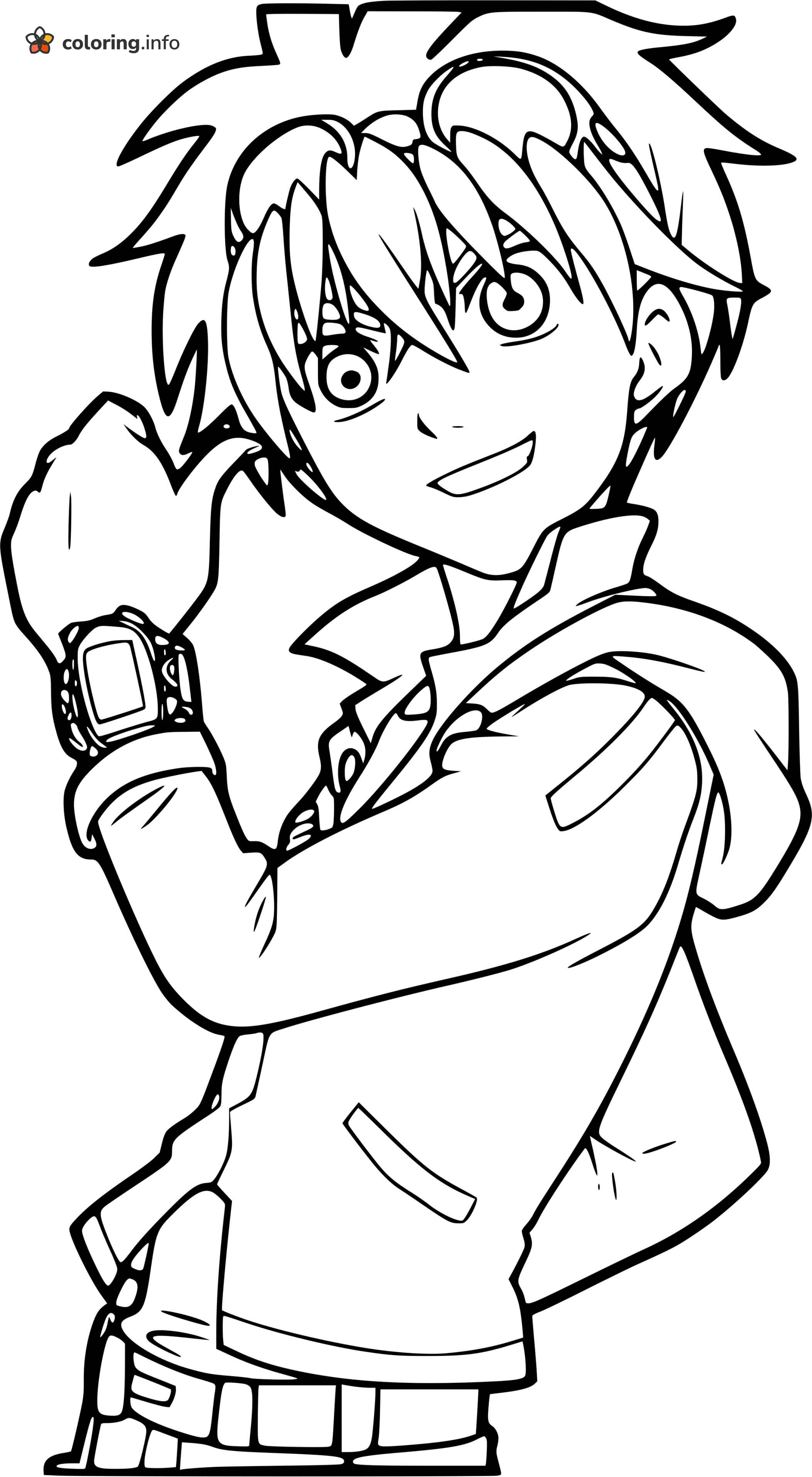 Grinning Boy with Goggles and Wrist Gadget, Bakugan Fan Page coloring page Grinning Boy with Goggles and Wrist Gadget, Bakugan Fan Page coloring page
