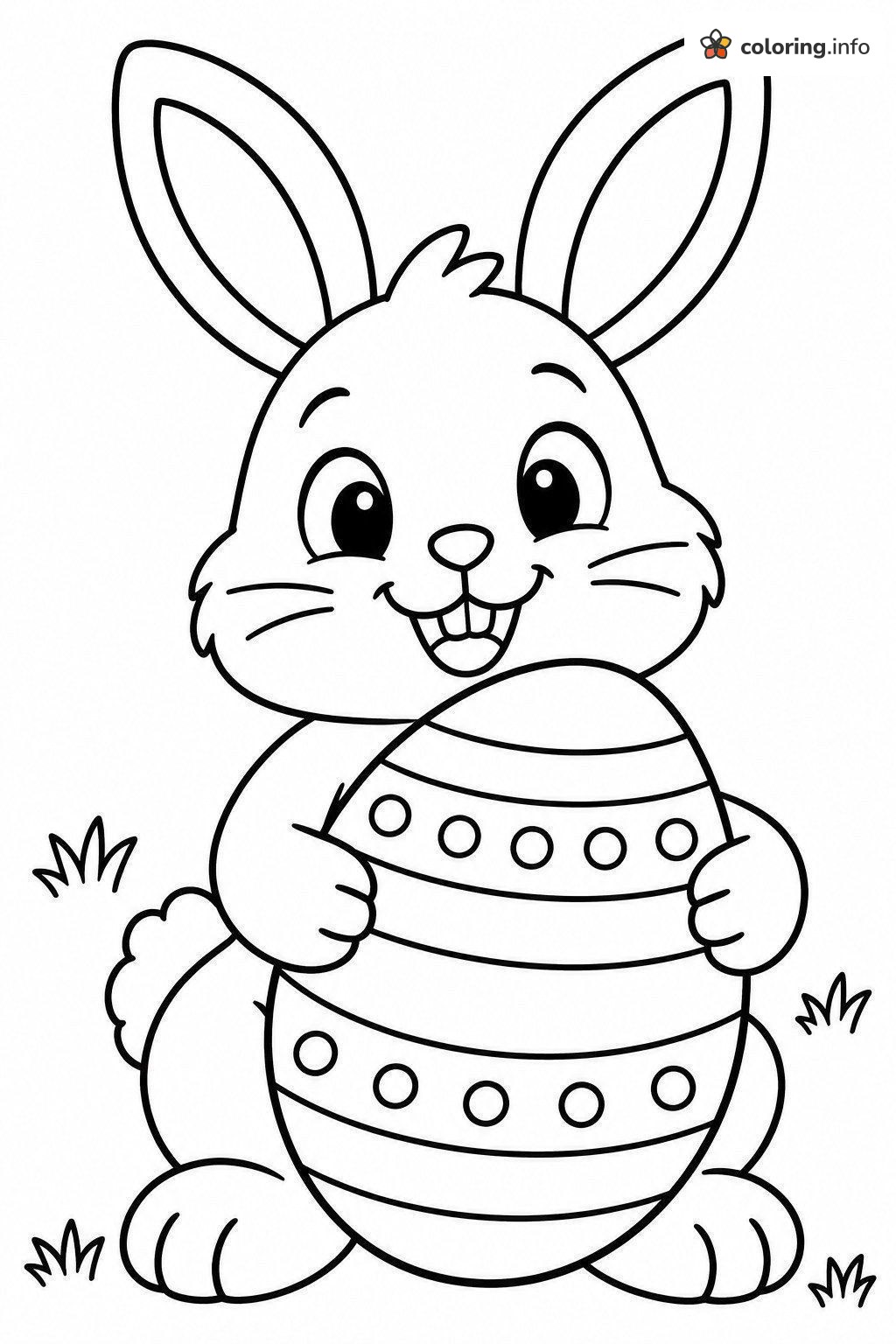 Cuddly Easter Bunny with a Large Decorated Egg coloring page Cuddly Easter Bunny with a Large Decorated Egg coloring page
