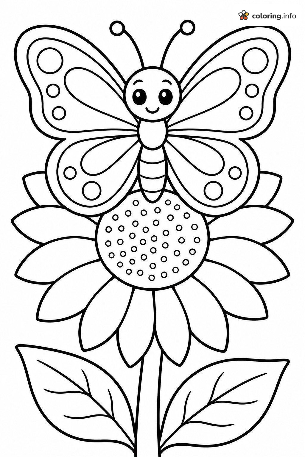 Sunflower Seat for a Cheerful Butterfly coloring page Sunflower Seat for a Cheerful Butterfly coloring page