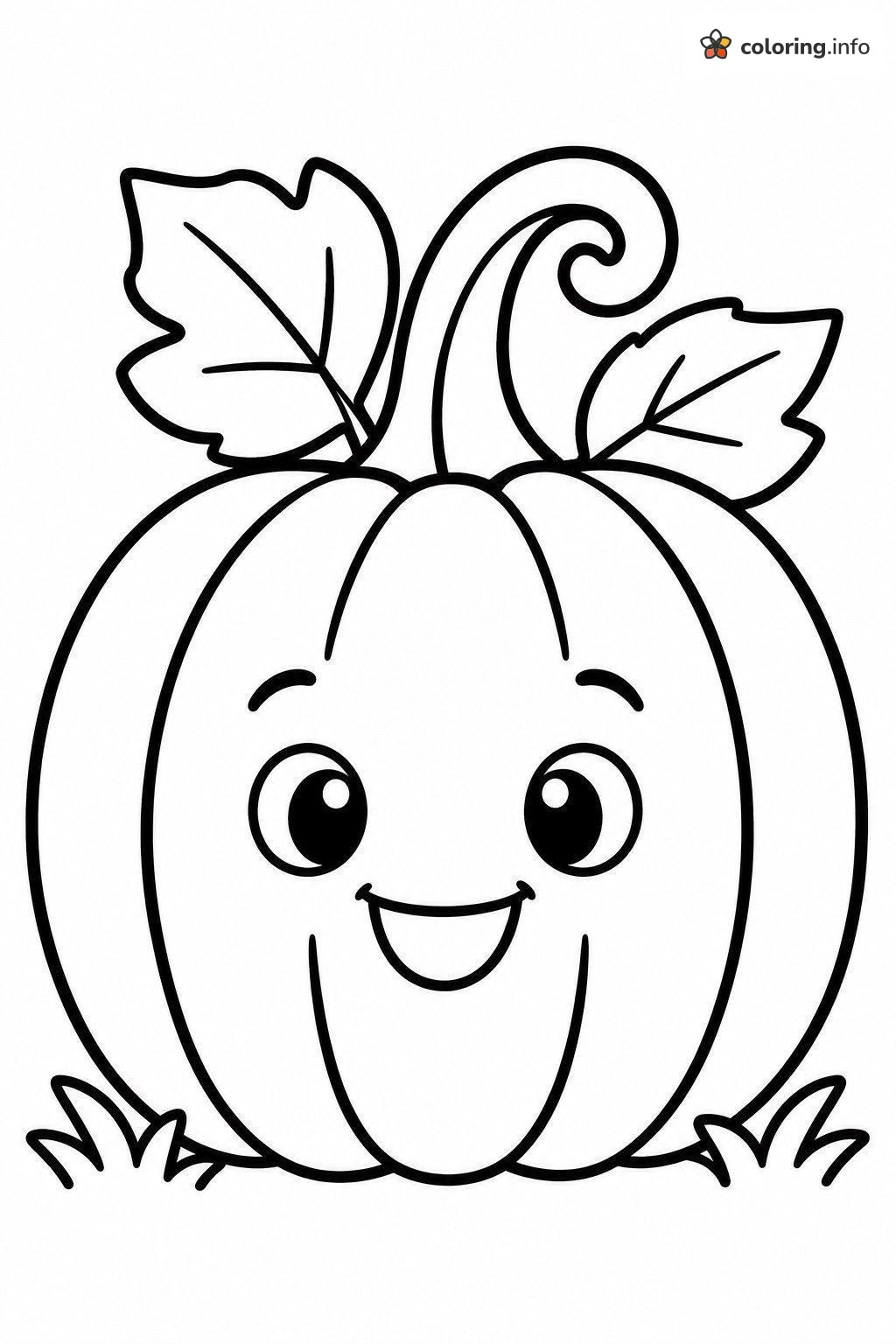 Cheerful Pumpkin With Curly Stem for Thanksgiving coloring page Cheerful Pumpkin With Curly Stem for Thanksgiving coloring page
