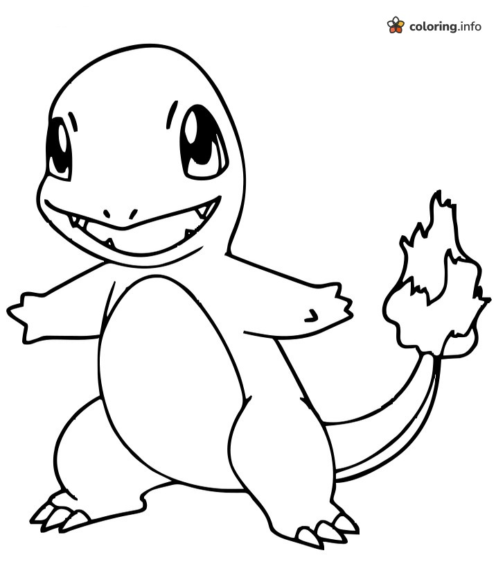 Smiling Charmander With Arms Out Wide coloring page Smiling Charmander With Arms Out Wide coloring page