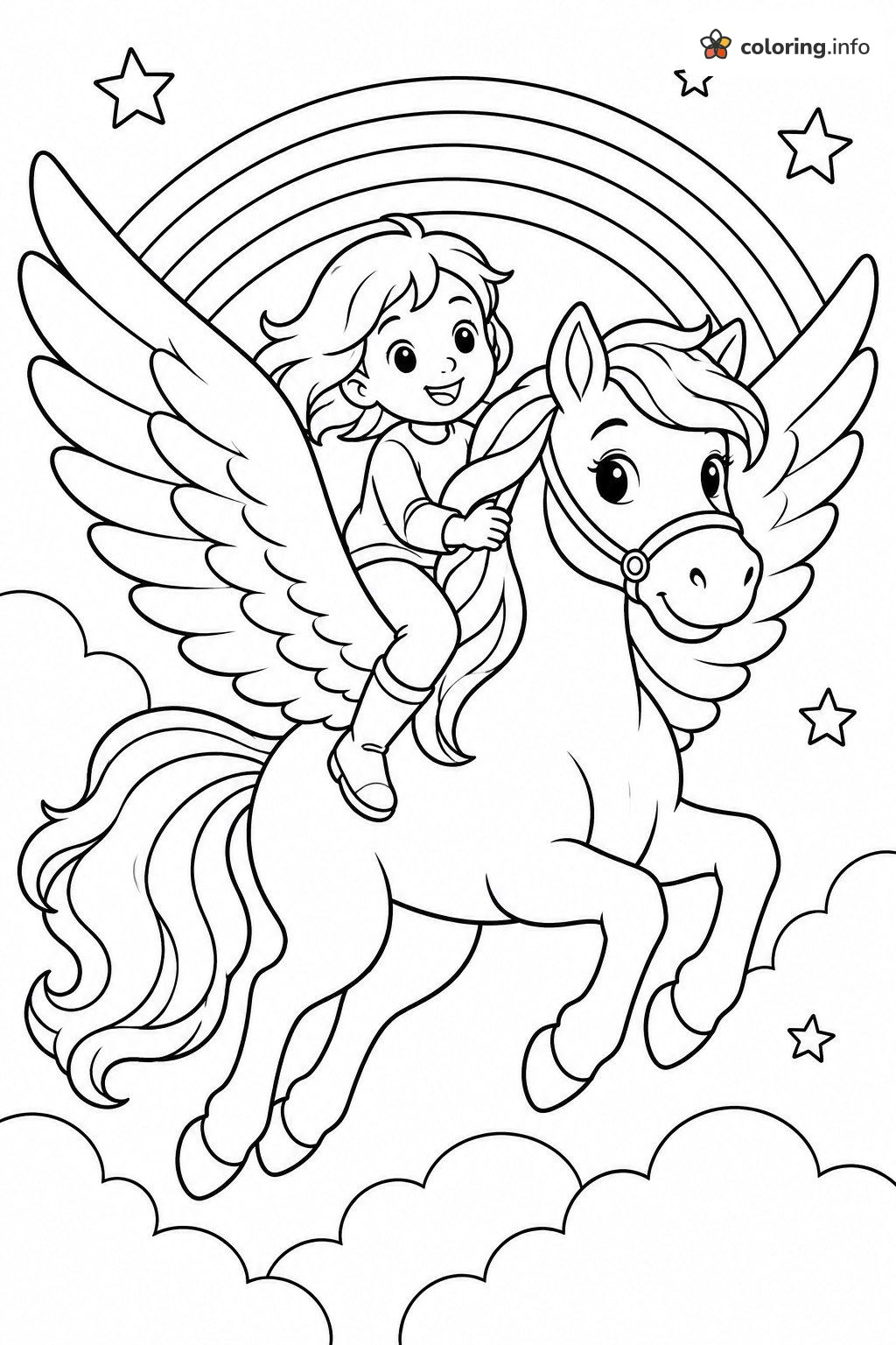 Pegasus Ride Past a Rainbow, Adopt Me! Coloring Page Pegasus Ride Past a Rainbow, Adopt Me! Coloring Page