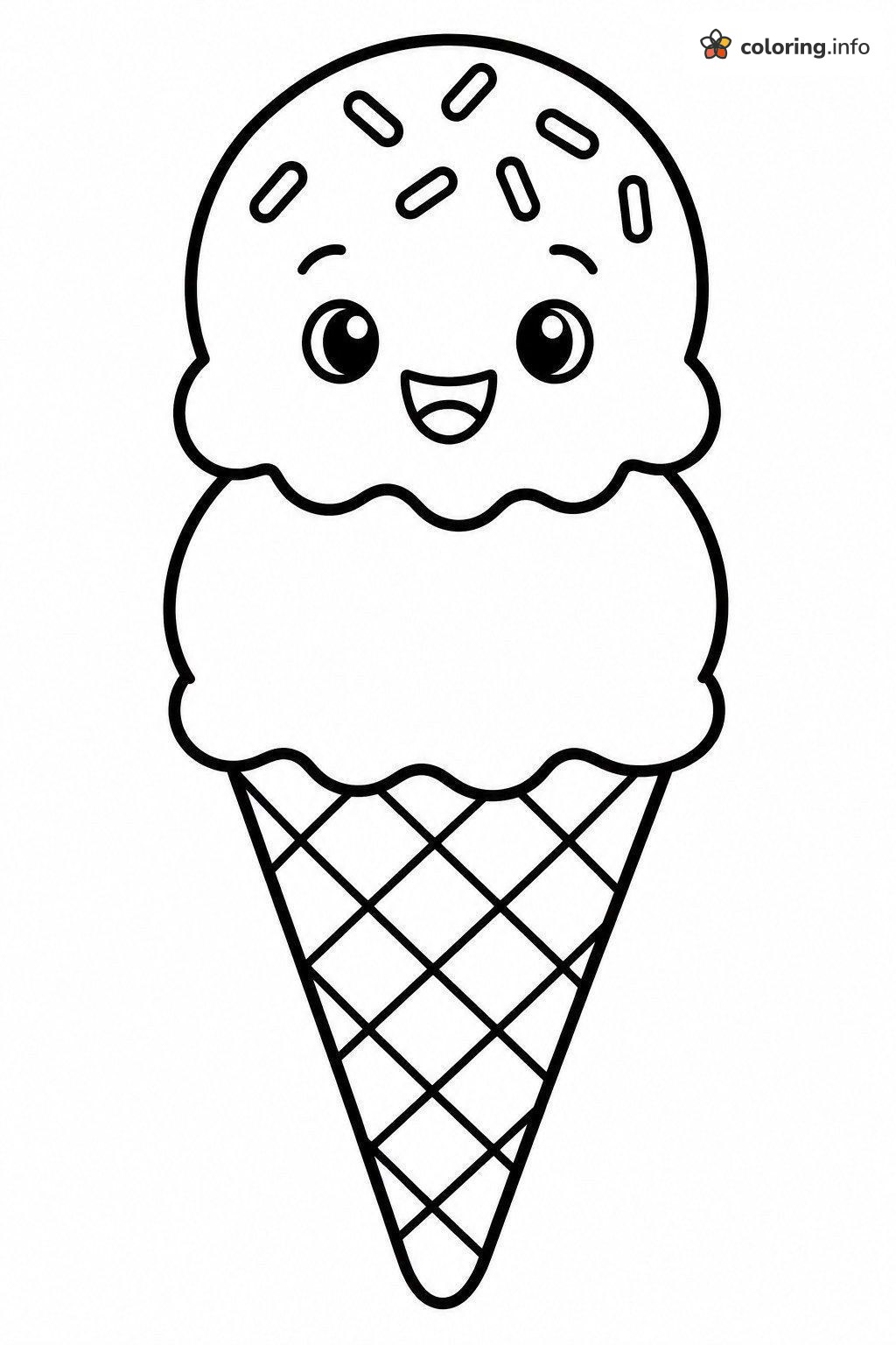 Grinning Double Scoop Ice Cream with Sprinkles coloring page Grinning Double Scoop Ice Cream with Sprinkles coloring page