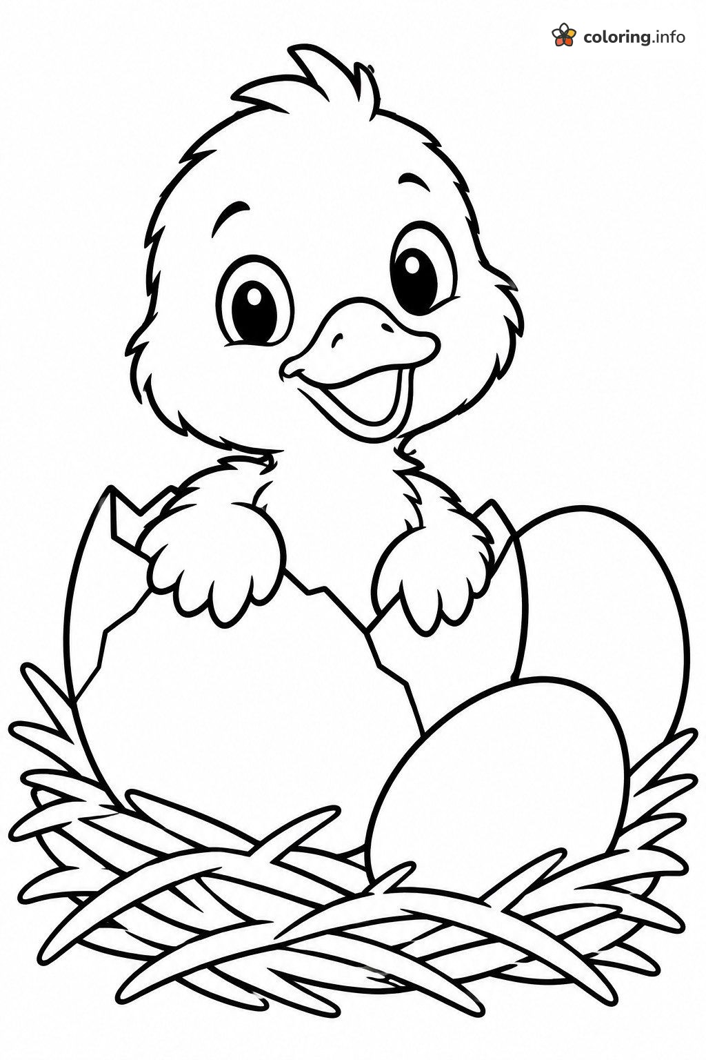 Hatching Duck Peeking Out of a Cracked Egg coloring page Hatching Duck Peeking Out of a Cracked Egg coloring page