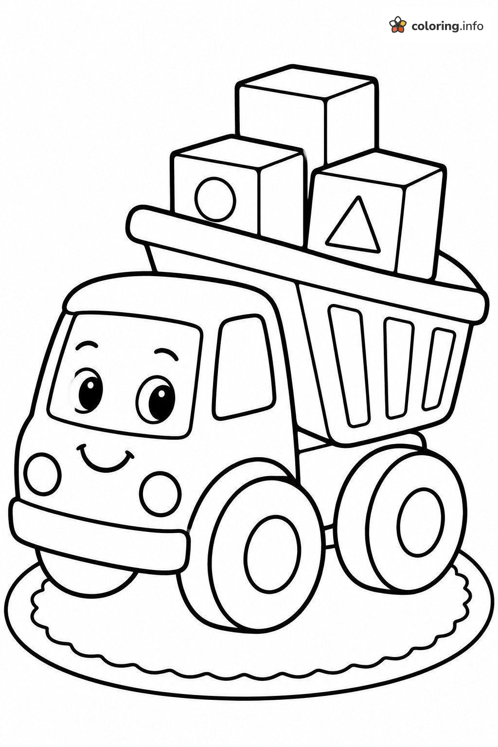 Little Dump Truck Hauling Toy Blocks printable coloring page Little Dump Truck Hauling Toy Blocks printable coloring page