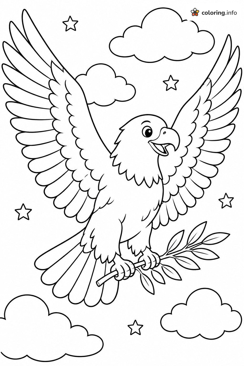 Friendly Eagle With Olive Branch, Presidents' Day Page coloring page Friendly Eagle With Olive Branch, Presidents' Day Page coloring page