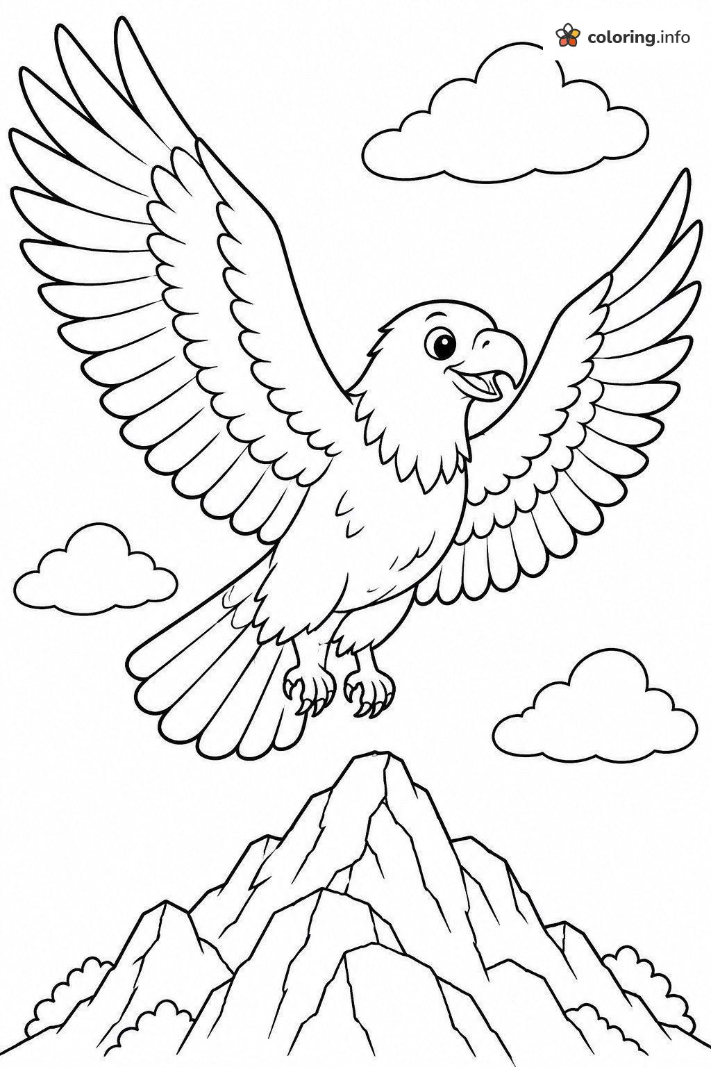 Eagle Flying Over a Rocky Mountain Peak coloring page Eagle Flying Over a Rocky Mountain Peak coloring page