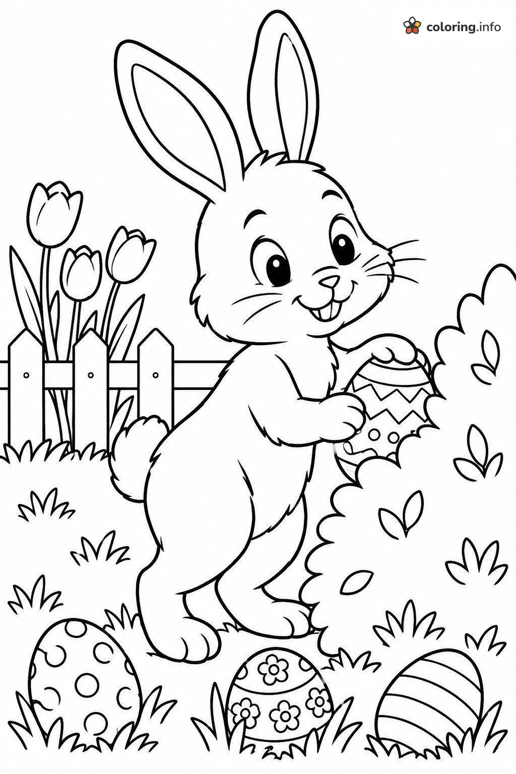 Bunny Peeking Over a Bush With a Zigzag Easter Egg coloring page Bunny Peeking Over a Bush With a Zigzag Easter Egg coloring page
