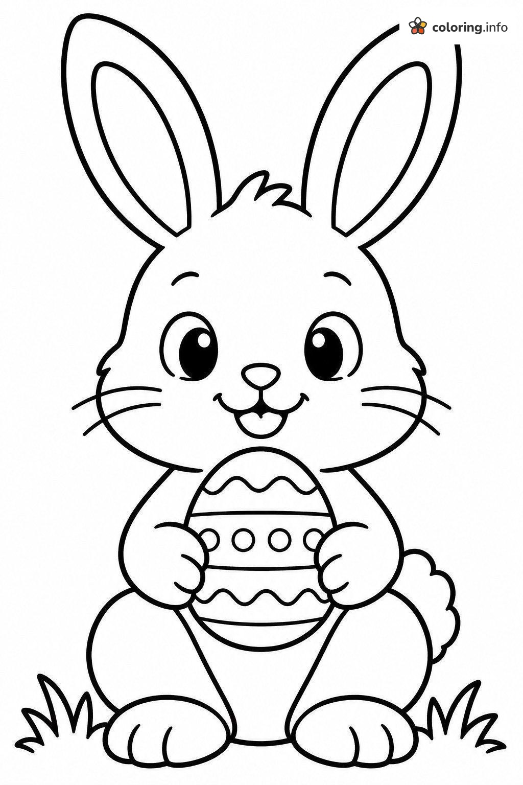 Happy Bunny Hugging a Decorated Egg coloring sheet Happy Bunny Hugging a Decorated Egg coloring sheet