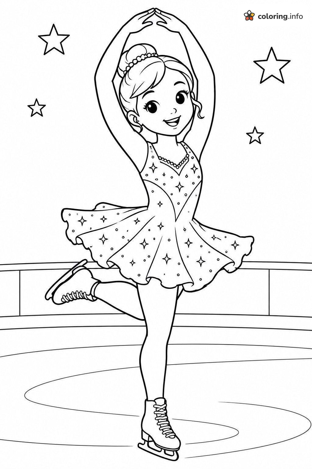 Graceful Ice Skating Pose for a Young Figure Skater coloring sheet Graceful Ice Skating Pose for a Young Figure Skater coloring sheet