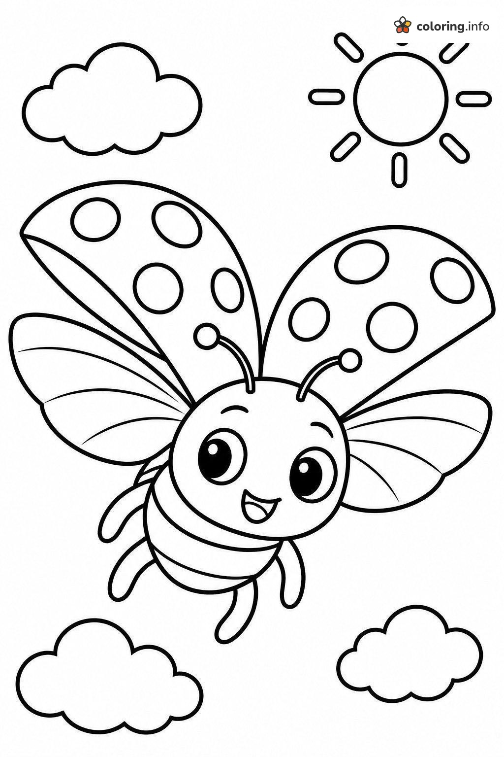 Flying Ladybug With Wings Spread Wide coloring page Flying Ladybug With Wings Spread Wide coloring page