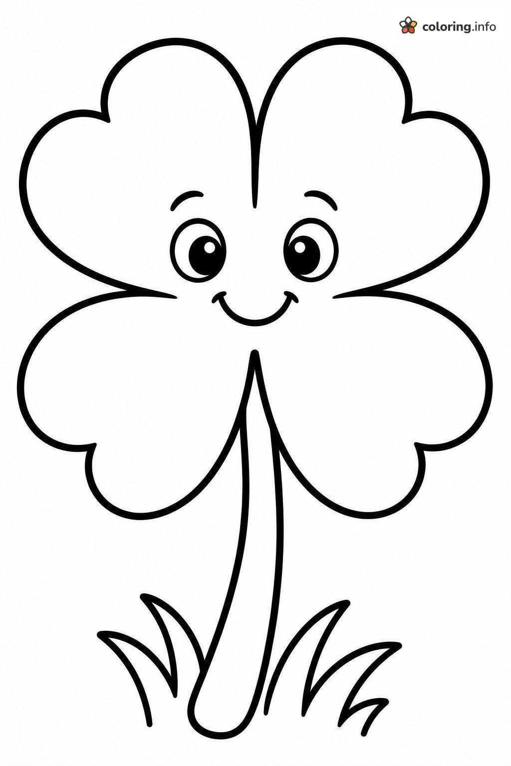 Rainbow & Pot of Gold (St. Patrick's) Helper: Happy Four-Leaf Clover coloring page Rainbow & Pot of Gold (St. Patrick's) Helper: Happy Four-Leaf Clover coloring page