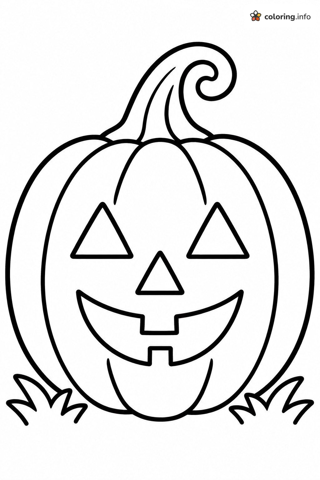 Plump Jack-o'-Lantern Pumpkin With a Spiral Stem printable coloring page Plump Jack-o'-Lantern Pumpkin With a Spiral Stem printable coloring page