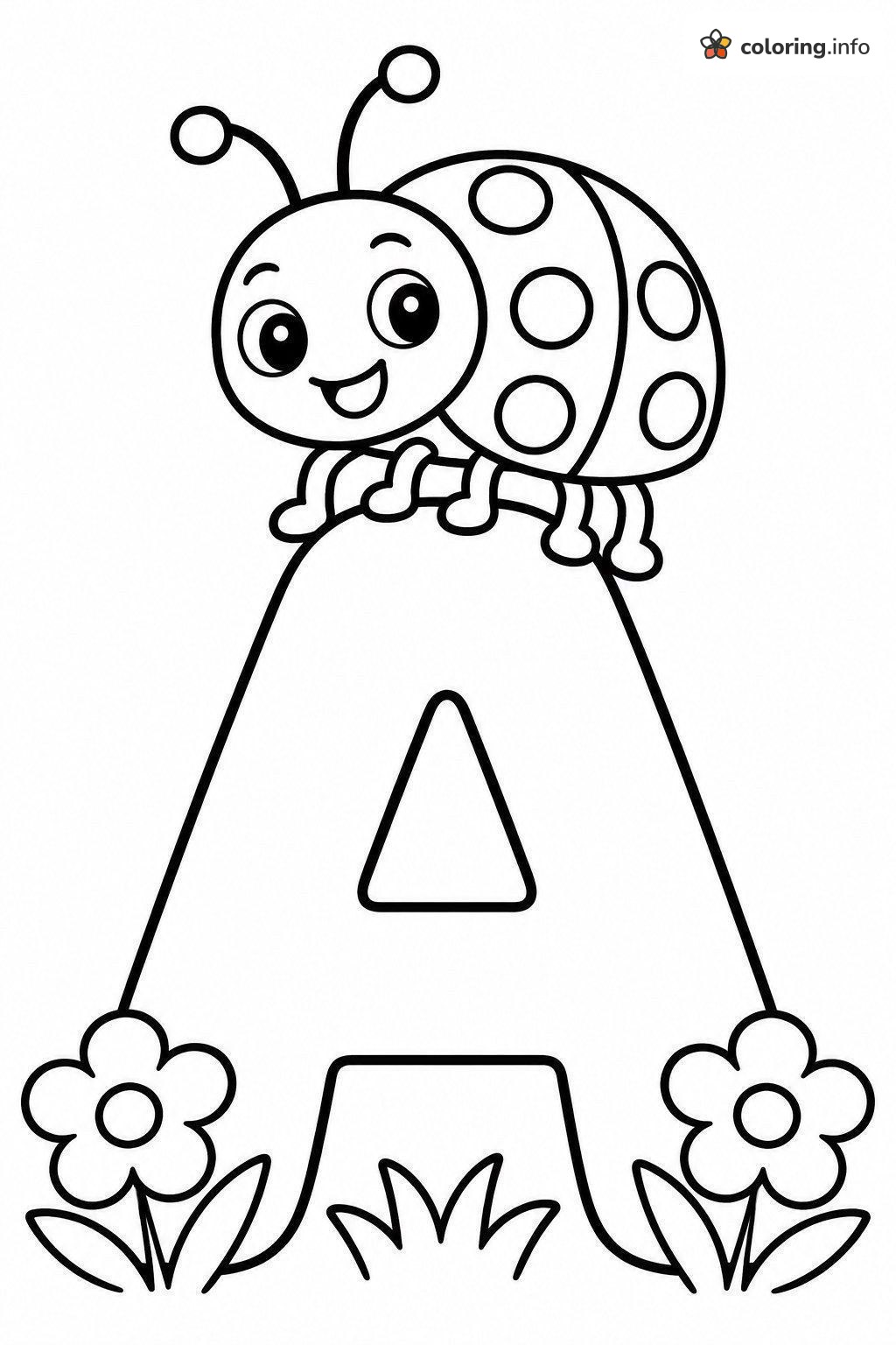 Ladybug Sitting on a Bubble Letter A coloring page Ladybug Sitting on a Bubble Letter A coloring page