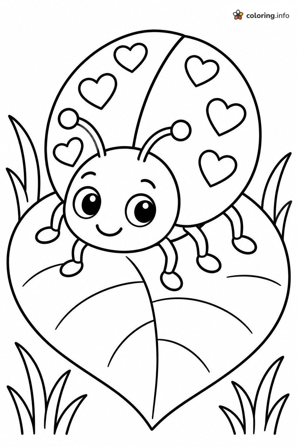 Little Ladybug Covered in Hearts coloring page Little Ladybug Covered in Hearts coloring page