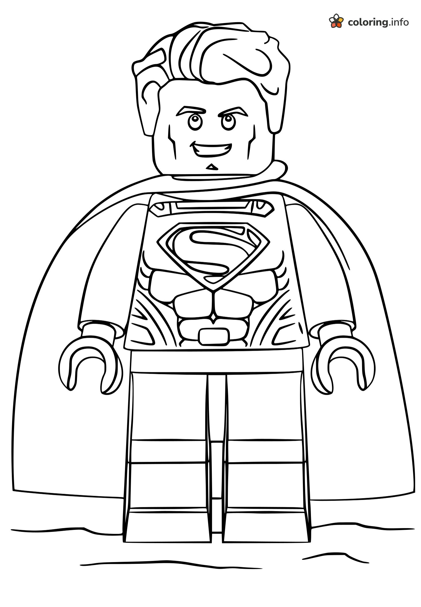 Grinning LEGO Superman Standing in His Cape coloring page Grinning LEGO Superman Standing in His Cape coloring page