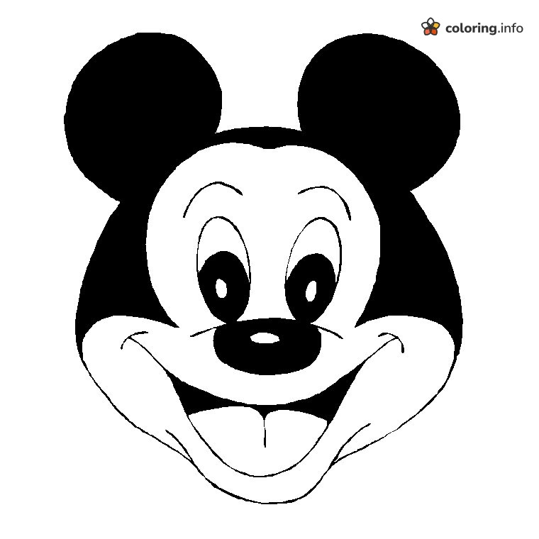 Big Grinning Mickey Mouse Face With Round Ears coloring sheet Big Grinning Mickey Mouse Face With Round Ears coloring sheet