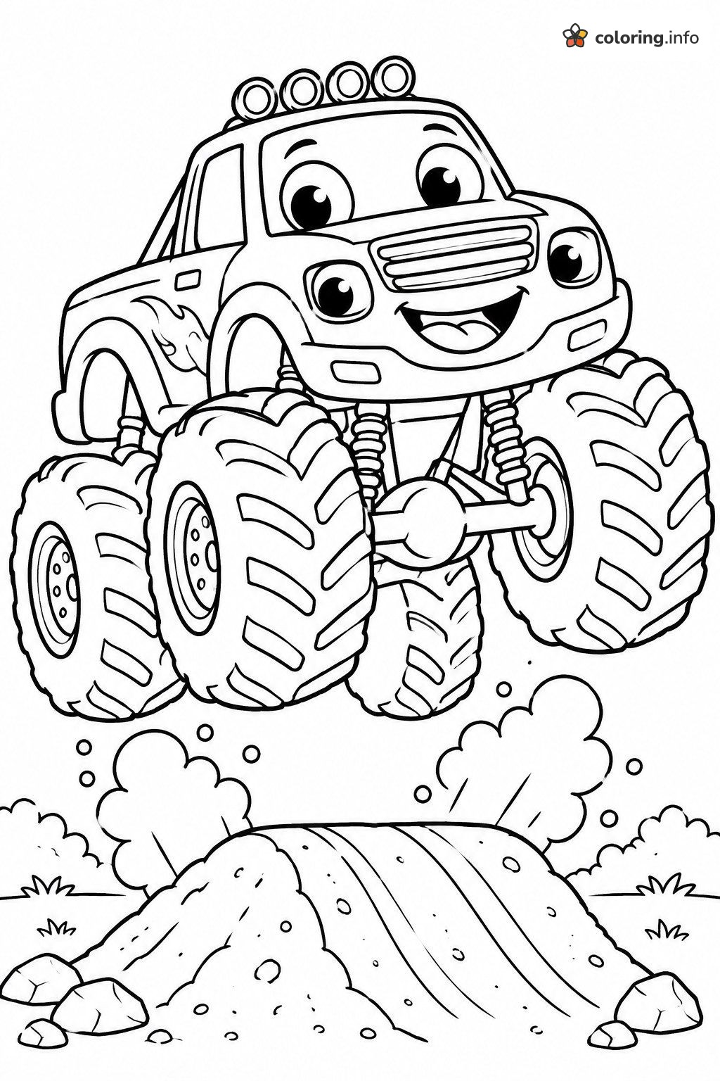 Big Jump Monster Truck Disney Cars Coloring Page Big Jump Monster Truck Disney Cars Coloring Page