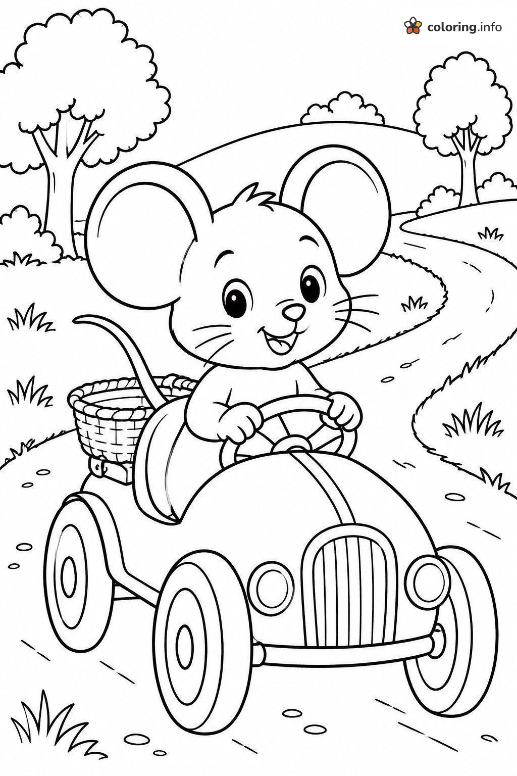 Mouse Behind the Wheel: Calico Critters Country Drive coloring page Mouse Behind the Wheel: Calico Critters Country Drive coloring page