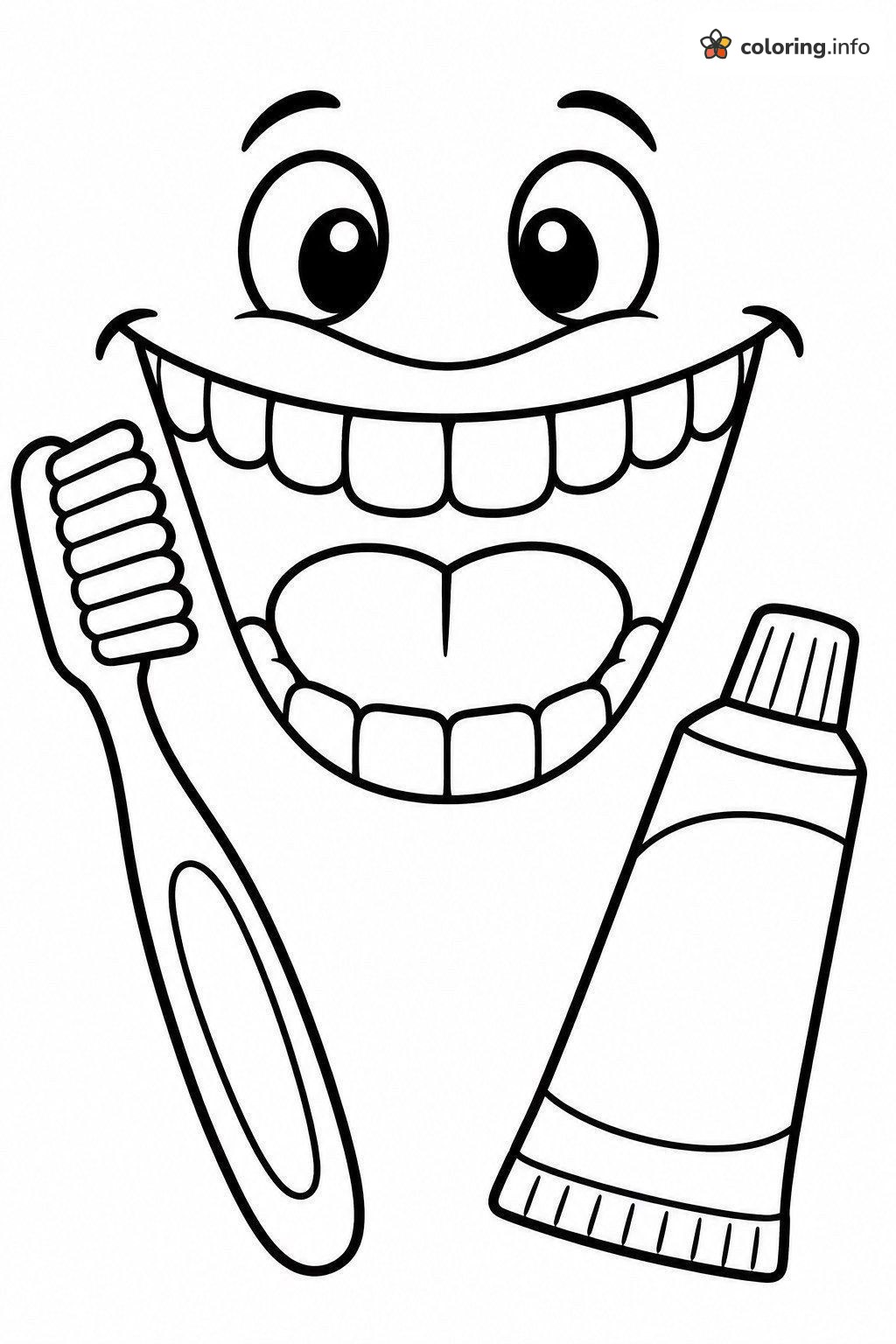 Dental Anatomy Coloring Page With Mouth, Toothbrush and Paste coloring page Dental Anatomy Coloring Page With Mouth, Toothbrush and Paste coloring page