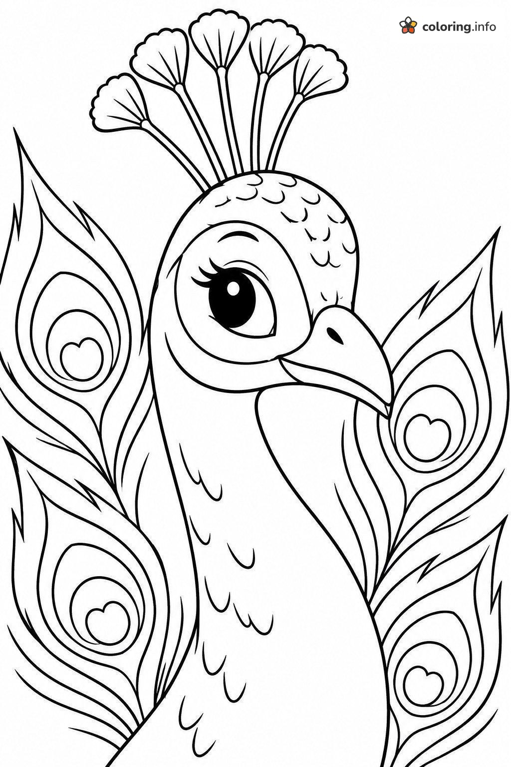 Peacock Portrait Looking Back with a Smile coloring page Peacock Portrait Looking Back with a Smile coloring page
