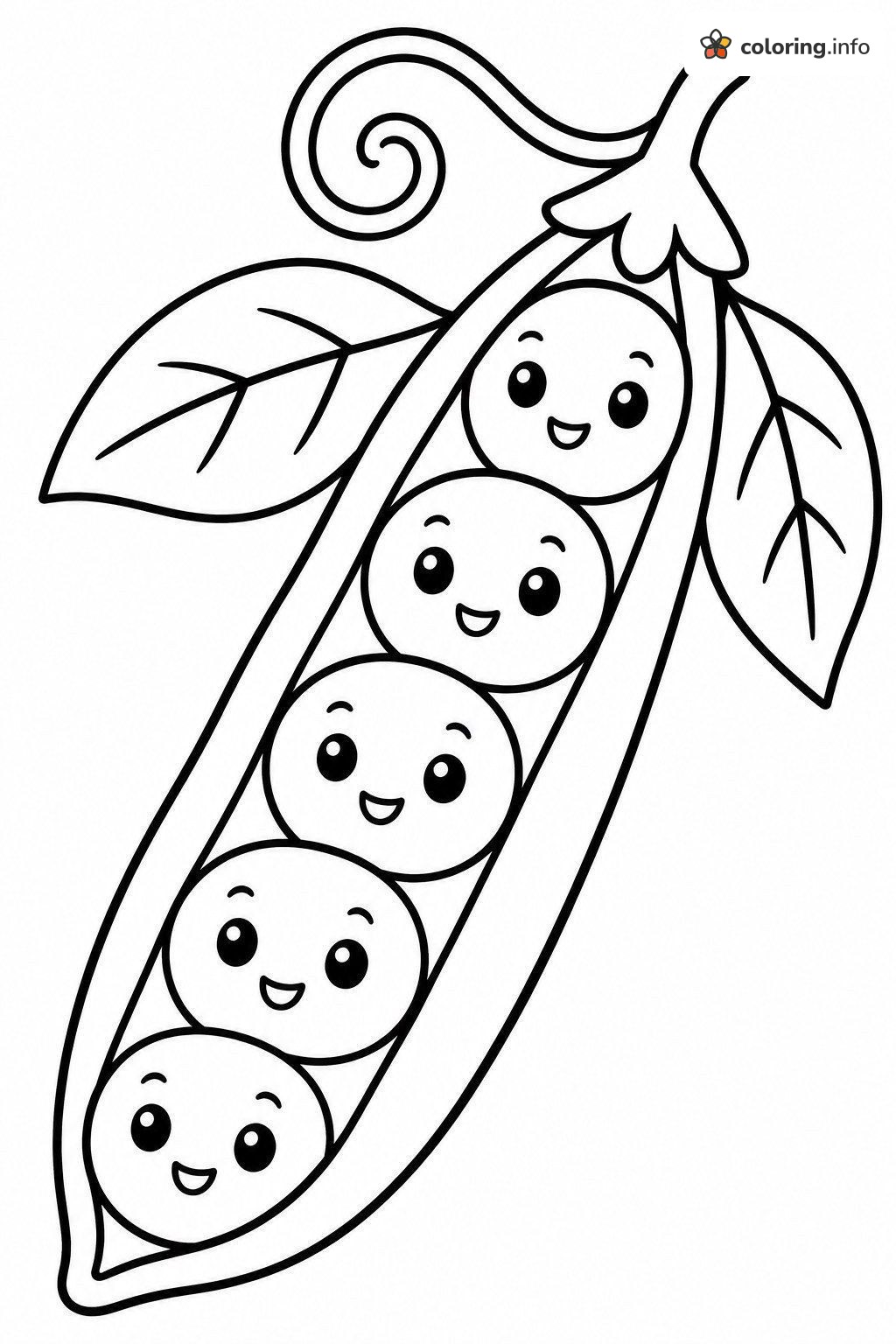 Peas in a Pod Vegetable Smiles coloring sheet Peas in a Pod Vegetable Smiles coloring sheet