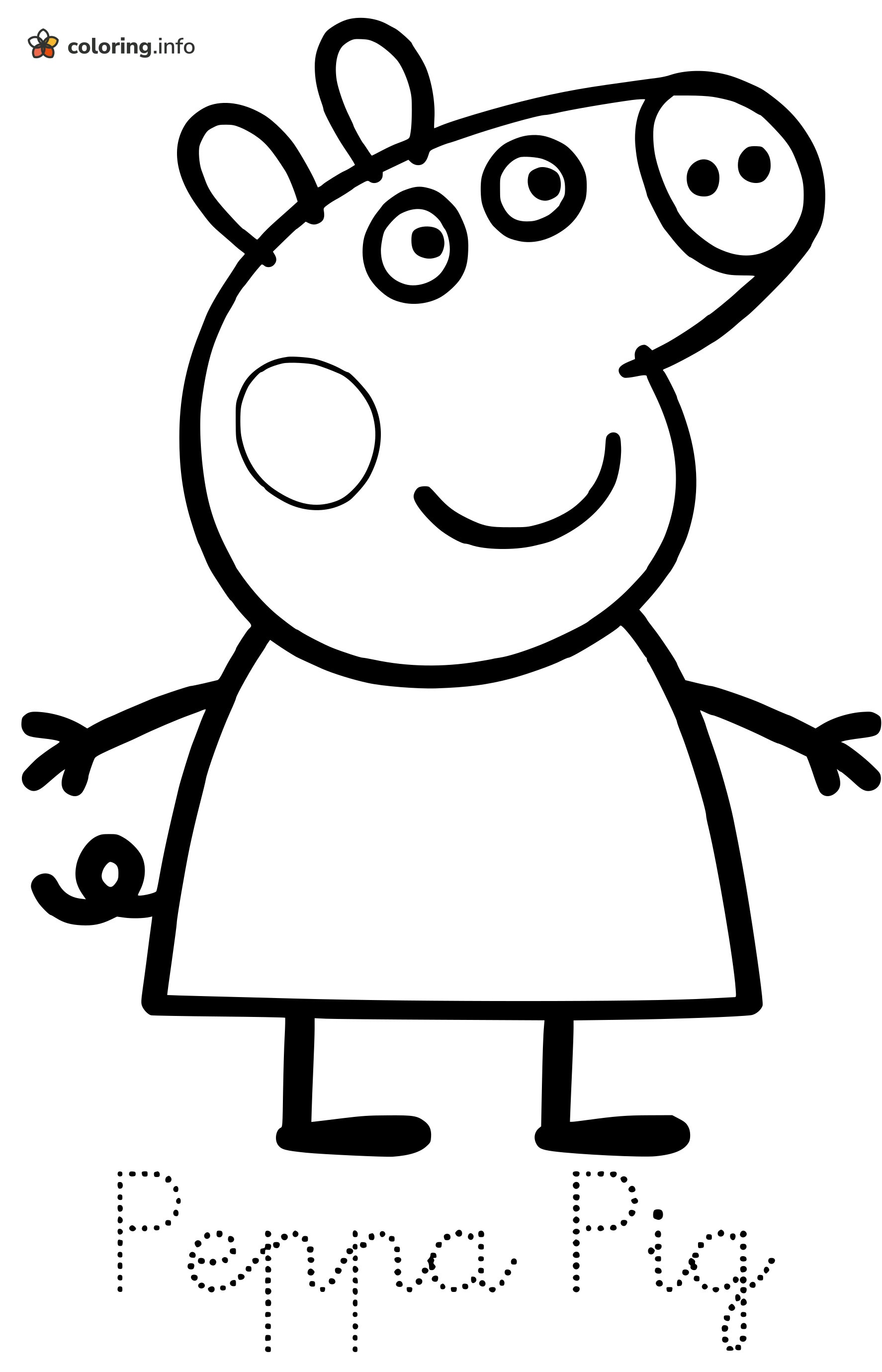Trace the Name: Peppa Pig with Arms Out coloring page Trace the Name: Peppa Pig with Arms Out coloring page