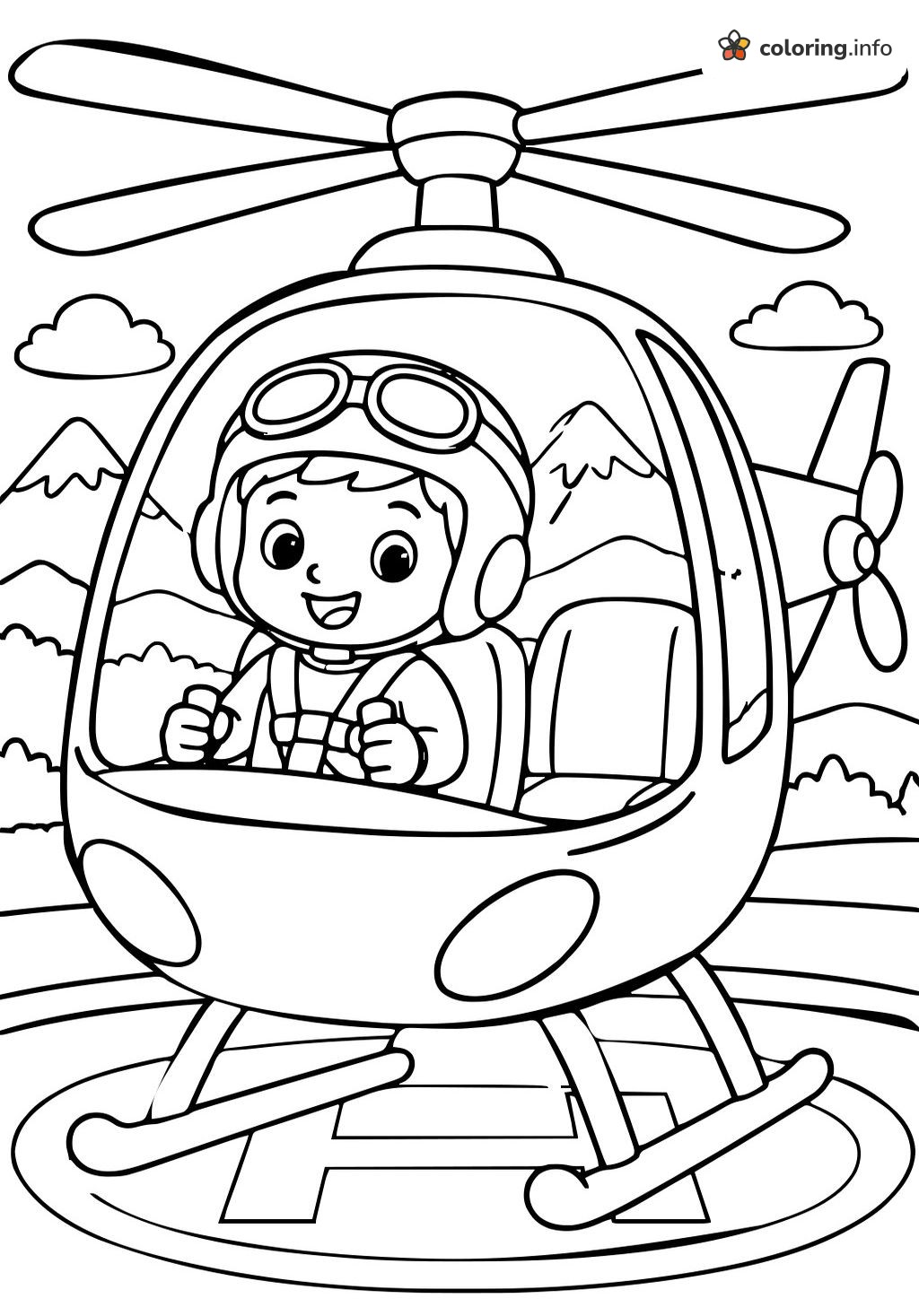 Helicopter Pilot on the Helipad (Blippi Coloring Page) coloring page Helicopter Pilot on the Helipad (Blippi Coloring Page) coloring page