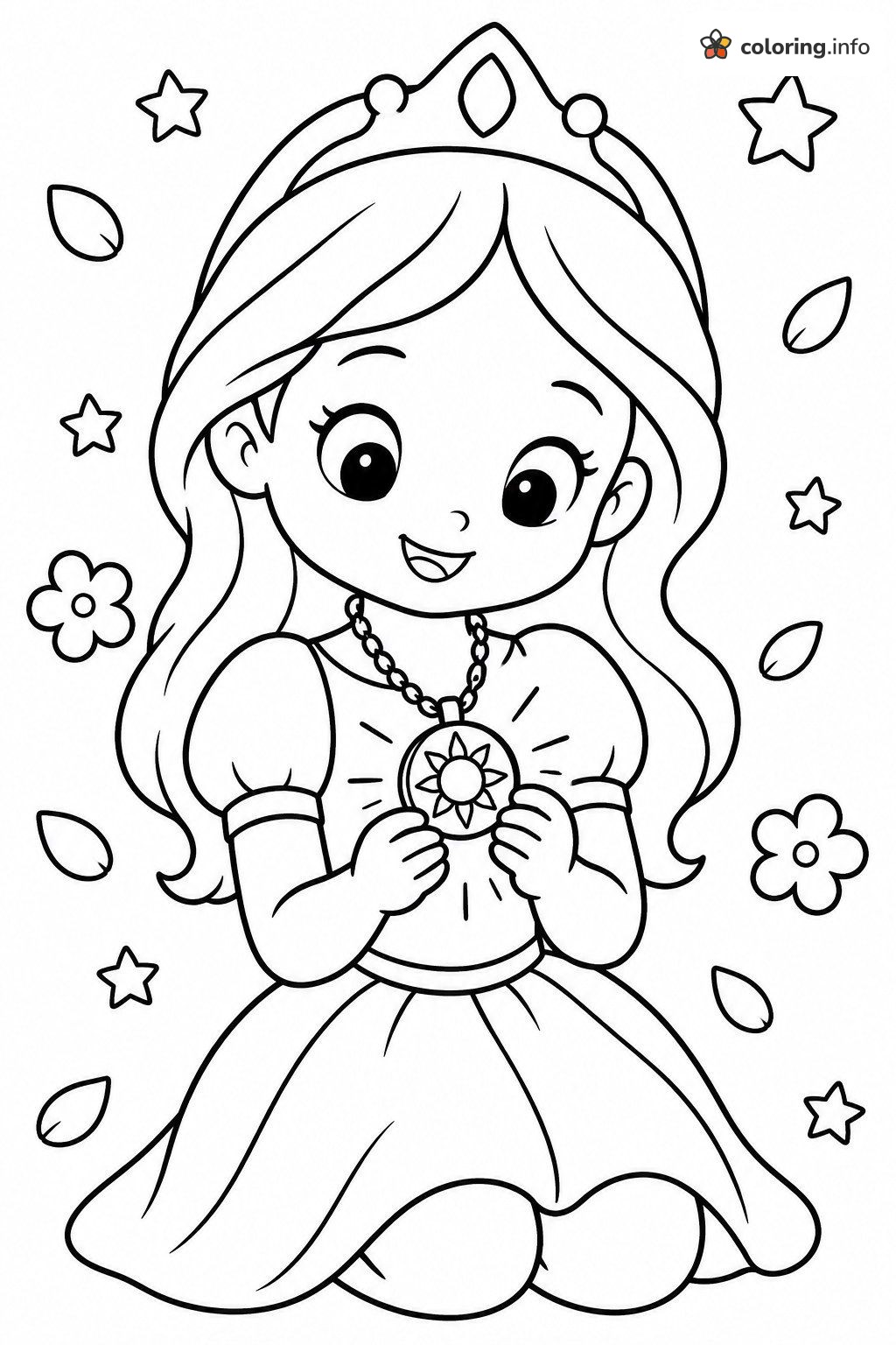 Kneeling Princess with Sun Medallion, Elena of Avalor coloring page Kneeling Princess with Sun Medallion, Elena of Avalor coloring page