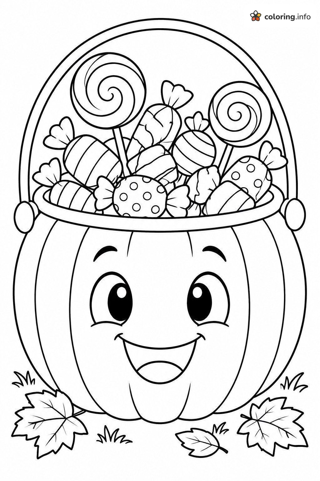 Pumpkin Pail Stuffed With Halloween Candy coloring sheet Pumpkin Pail Stuffed With Halloween Candy coloring sheet