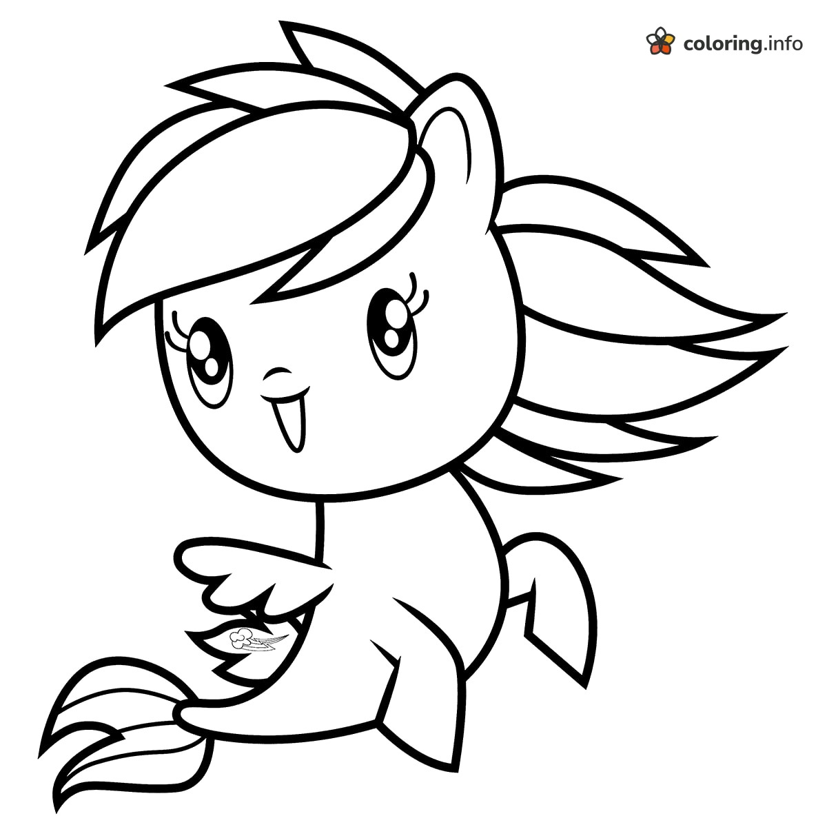 Rainbow Dash Windswept Mane, Cutie Mark Crew (MLP) coloring page Rainbow Dash Windswept Mane, Cutie Mark Crew (MLP) coloring page