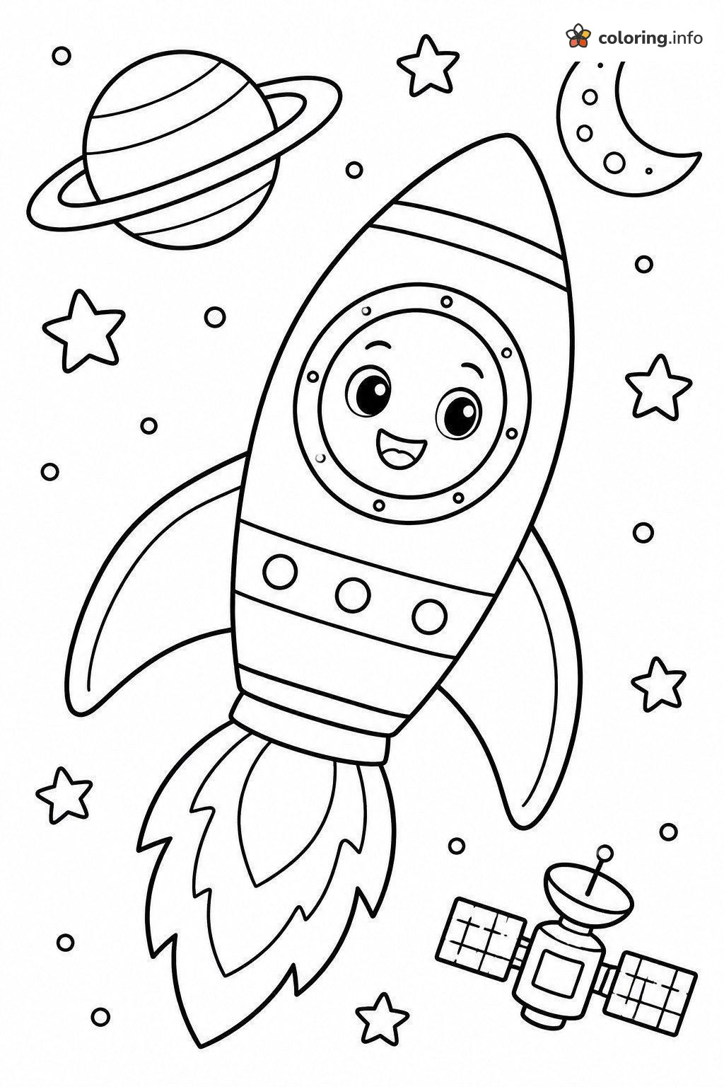 Rocket Ship Zooming Past Planet and Moon, Advanced Designs Page coloring page Rocket Ship Zooming Past Planet and Moon, Advanced Designs Page coloring page