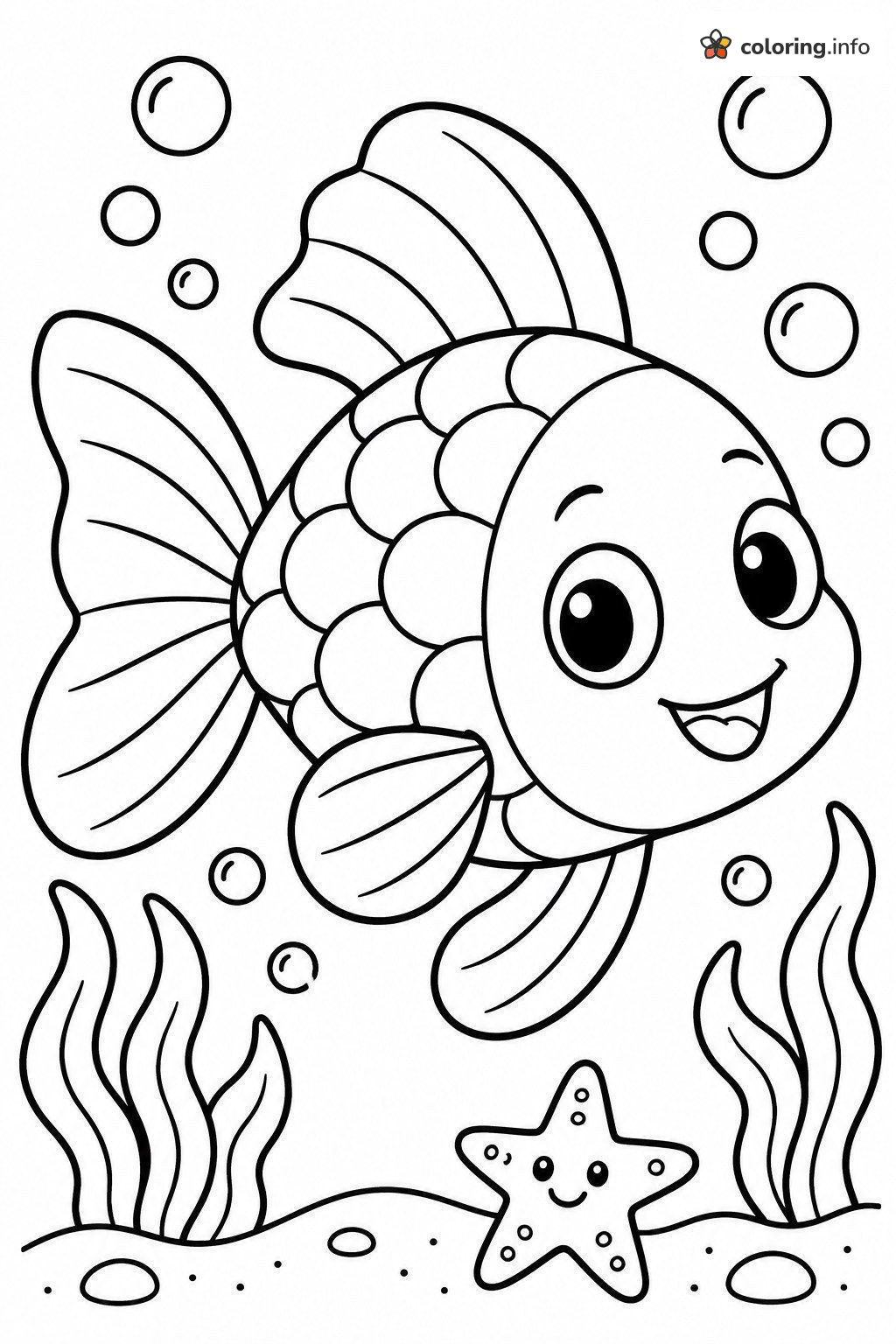 Round-Faced Fish with Rainbow Scales coloring sheet Round-Faced Fish with Rainbow Scales coloring sheet