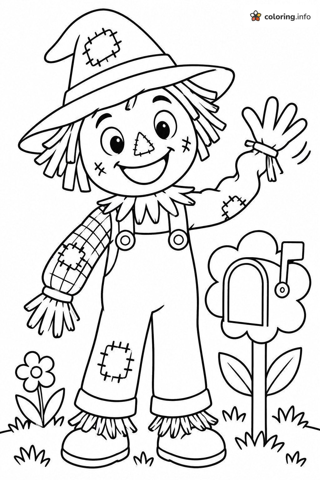 Waving Scarecrow and Mailbox Flower from Plants vs. Zombies coloring page Waving Scarecrow and Mailbox Flower from Plants vs. Zombies coloring page