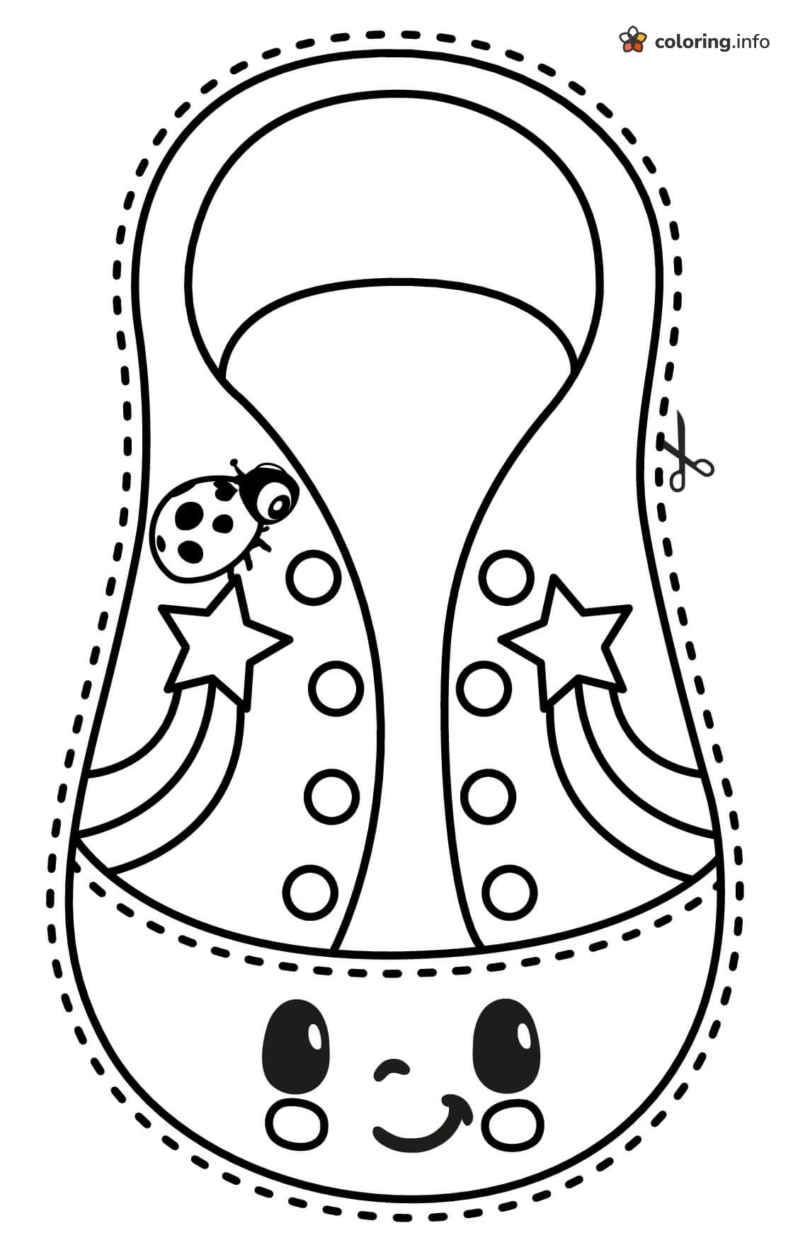 Smiling Sneaker Cut-Out CoComelon Page with Stars and Ladybug coloring page Smiling Sneaker Cut-Out CoComelon Page with Stars and Ladybug coloring page