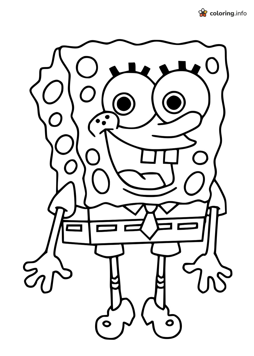 Arms-Wide SpongeBob SquarePants Standing Front and Center printable coloring page Arms-Wide SpongeBob SquarePants Standing Front and Center printable coloring page