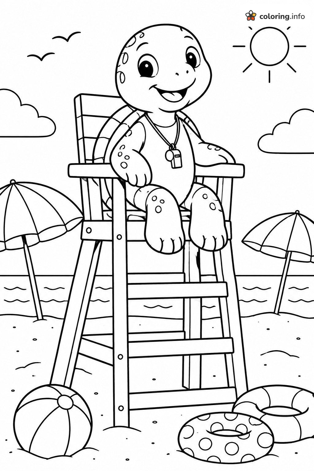 Lifeguard Blastoise Baby Turtle on the Beach Chair coloring page Lifeguard Blastoise Baby Turtle on the Beach Chair coloring page