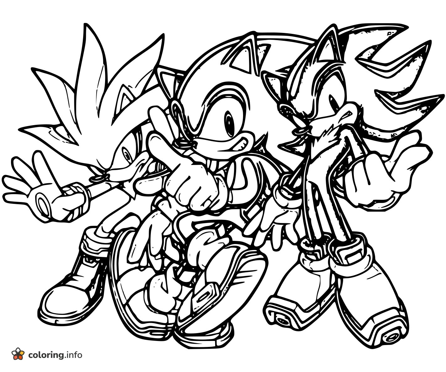 Sonic the Hedgehog, Shadow and Silver Together coloring page Sonic the Hedgehog, Shadow and Silver Together coloring page